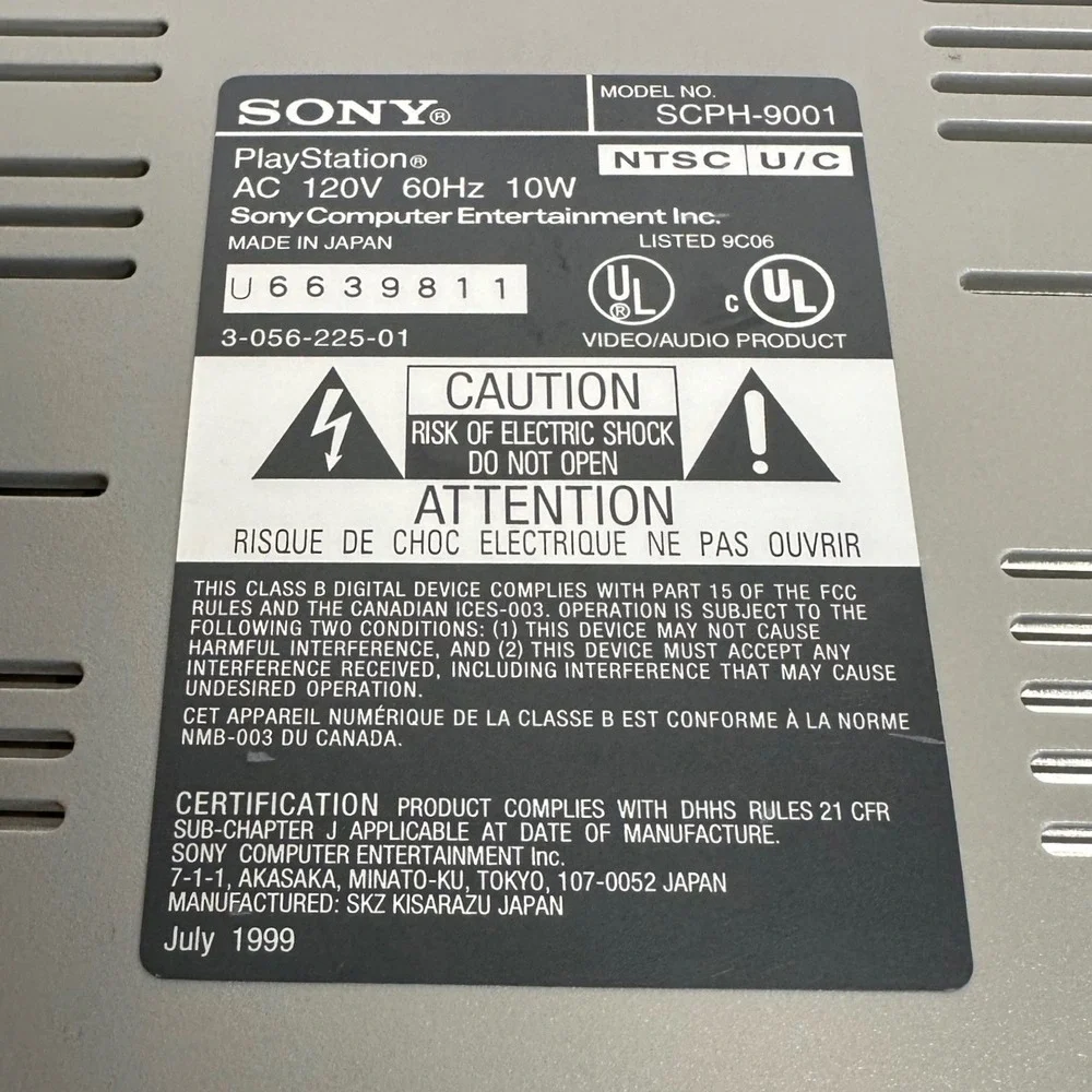 Sony‎ PlayStation PS1 SCPH-9001 Console 1999 - Clean/Untested